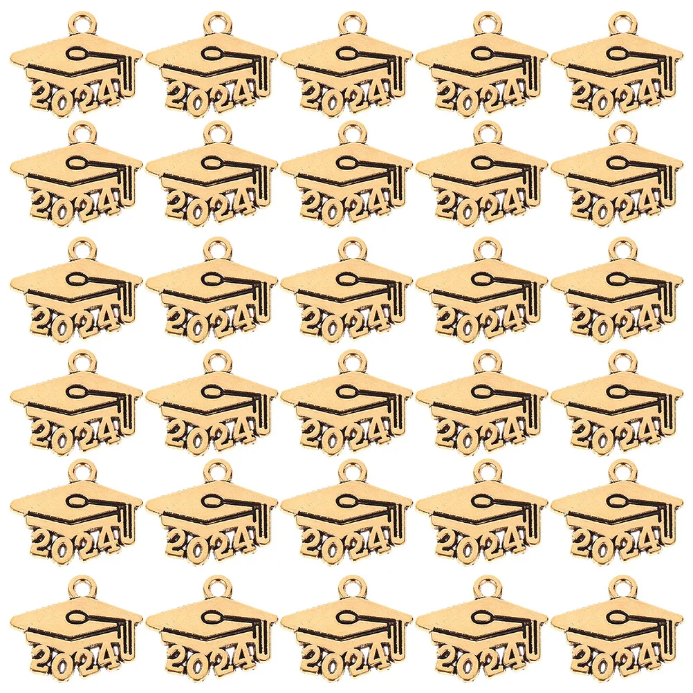 

150 Pcs Jewelry Graduation Cap Pendant Keychain Charms Hat Necklace Making Supplies 2024 Number for DIY
