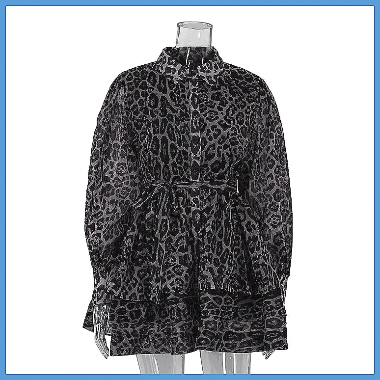 Fashion Leopard Print Puffy Mini Dress with Long Sleeve & Ruffles, Elegant Streetwear for Women 2026