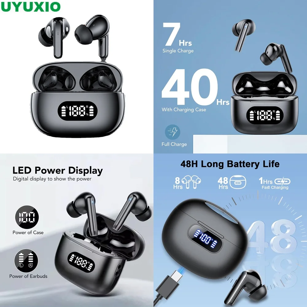 Genießen Sie 50 Stunden ultralange Spielzeit und HiFi-Sound mit TWS-Ohrhörern und Kopfhörer-Headset mit intelligentem LED-Display für Familienfeiern.