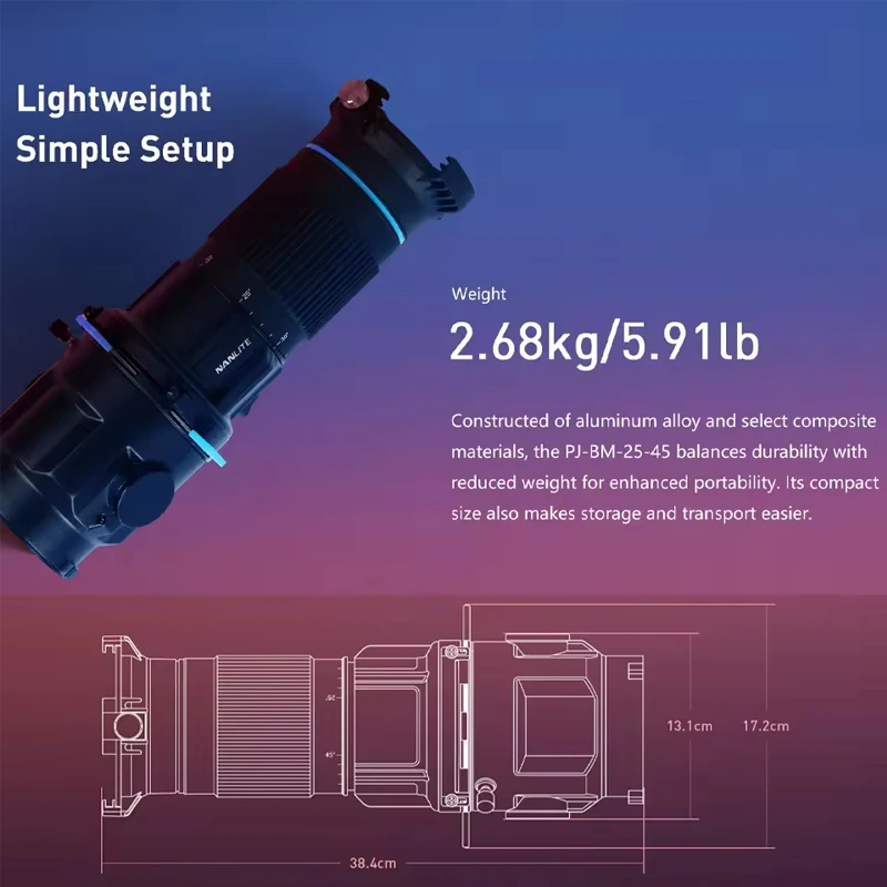 نانلايت PJ-BM-25-45 بوينز جبل 25-45 °   مرفق الإسقاط عدسة التصوير قابل للتعديل شعاع زاوية الأضواء المكثف