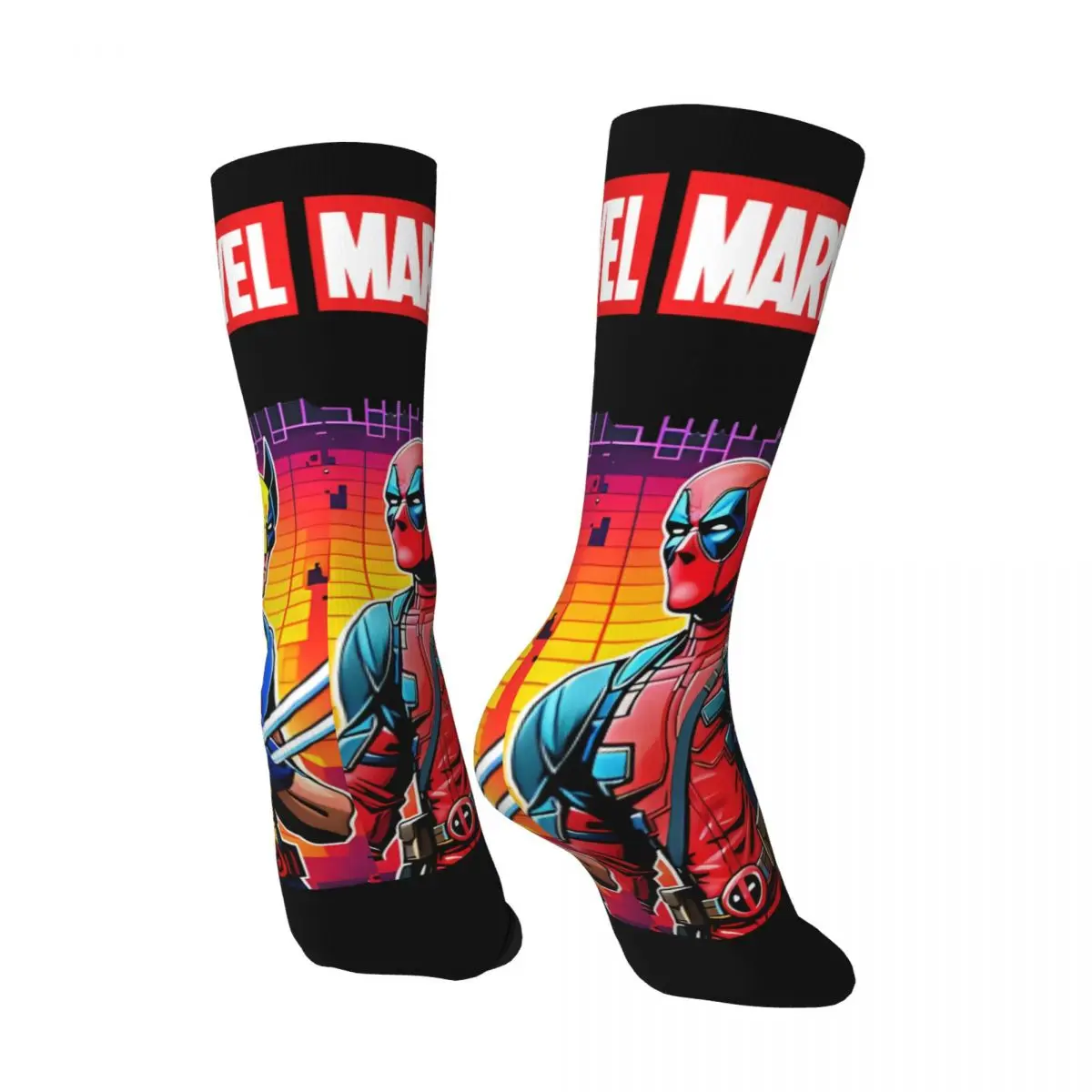 Heroes Showdown Men's compression Socks Unisex Marvel X-man Deadpool & Wolverine Harajuku Seamless Printed Novelty Crew Sock