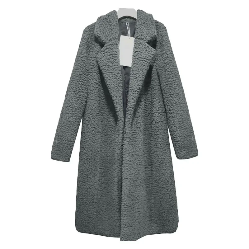 Autumn and Winter Women\'s Long Coat Lambswool Coat Cardigan Women Wool Coat Women Winter Jacket