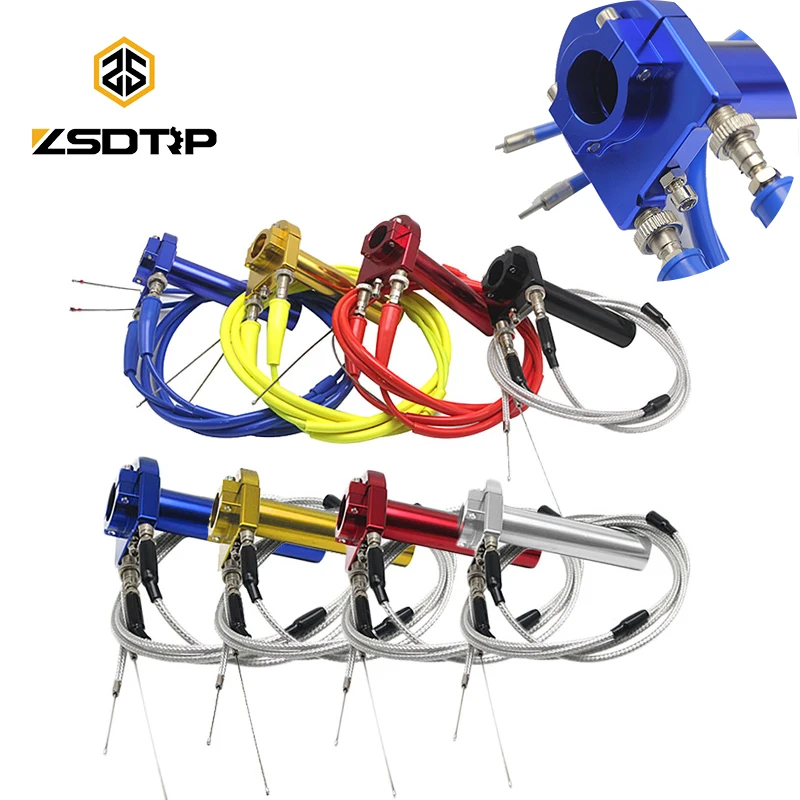 ZSDTRP 22mm aluminiowy uchwyt na manetkę gazu Twist Quick Action przepustnica gazowa z 2 kablami do Dirt pitbike 50cc 110cc 125cc