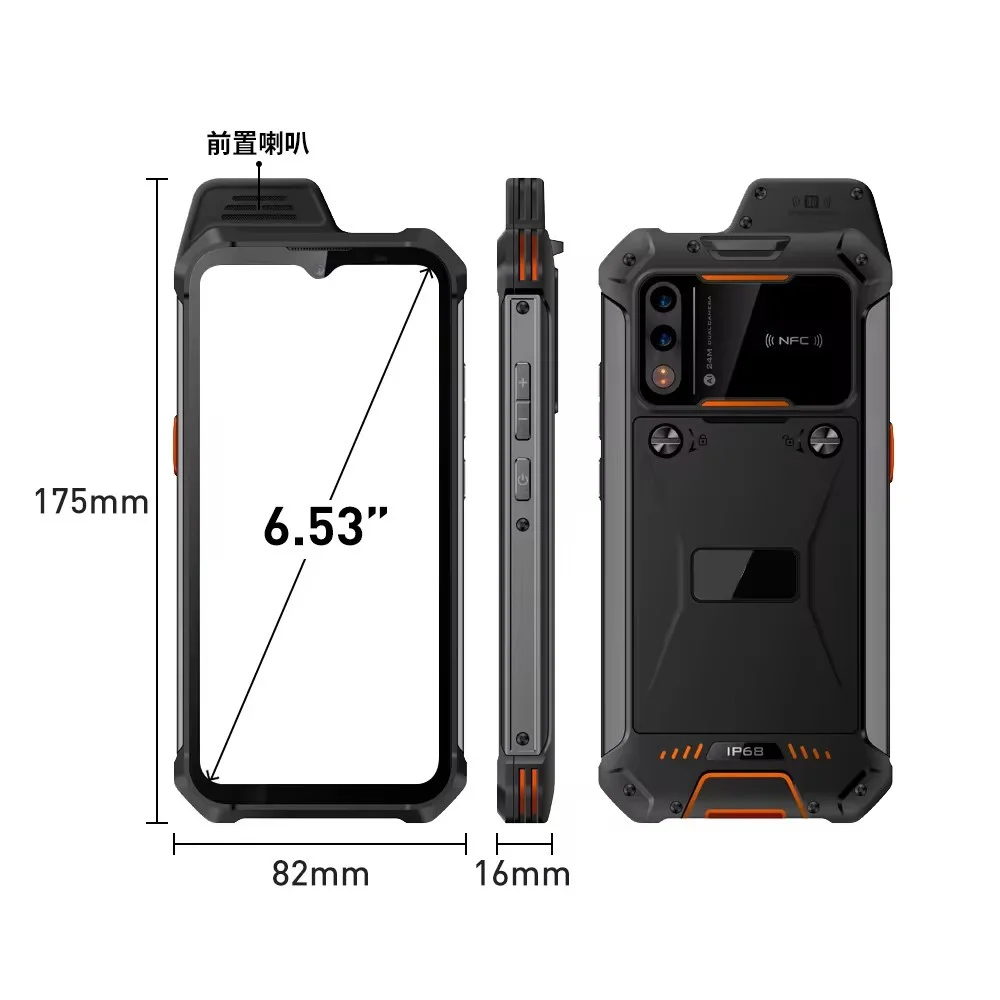 Globale Versie 6.3 Inch Nfc Mobiele Telefoon Walkie Talkie Ptt 4G Lte Robuuste Andriod 11 Smartphones 4Gb + 64Gb Ip68 Waterdichte Octa Core