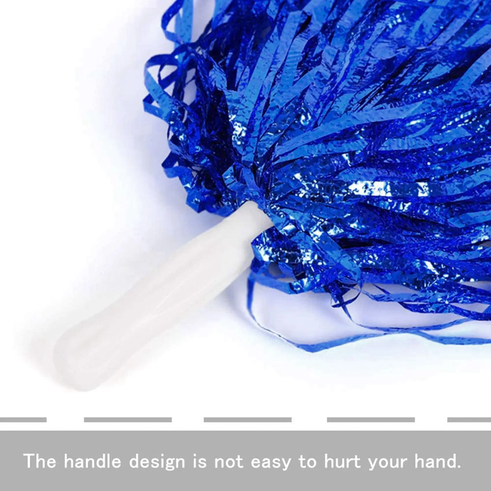 

48Pcs Cheerleading Pom Poms Metallic Foil Cheer Pom Poms With Plastic Handle For Adults Kids Cheerleaders Party Blue