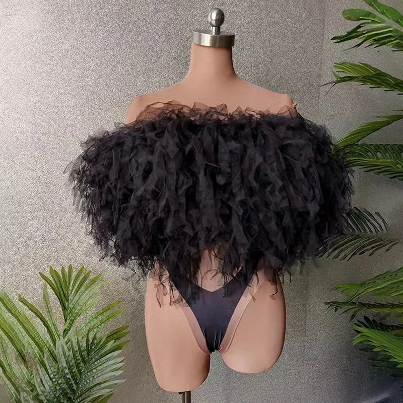 Discothèque Dj Ds Gogo danseur porter Sexy noir gaze body femmes scène pôle danse vêtements Rave tenue glisser reine Costumes XS5731