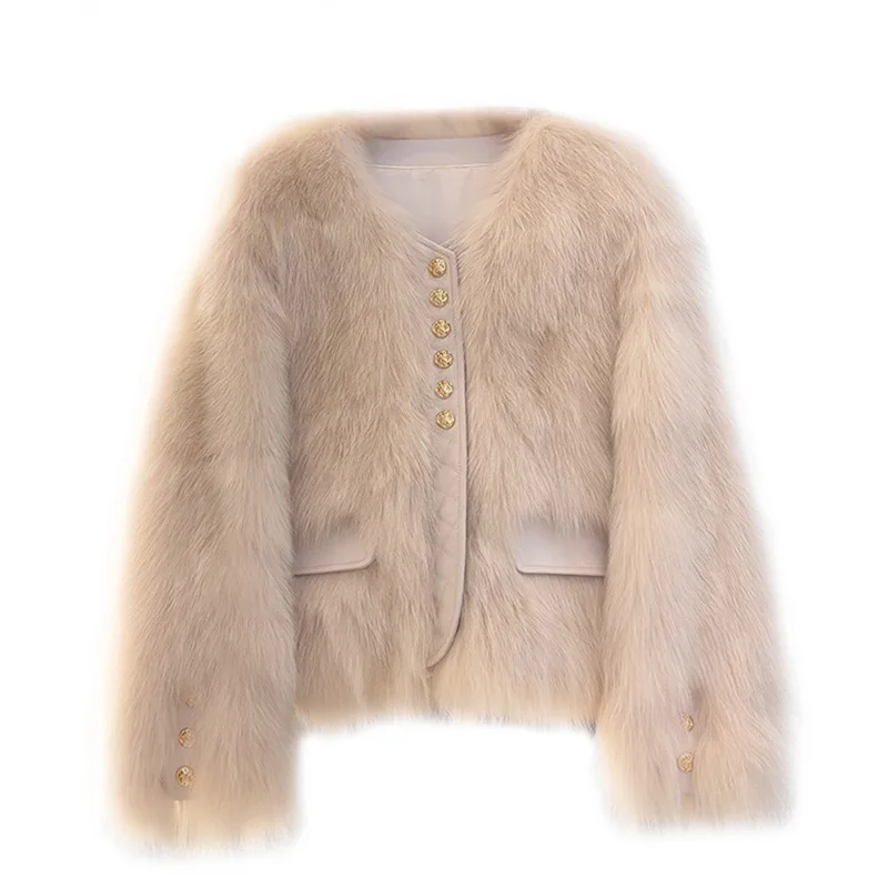 Cross-Border ort Women's Jaet 2025 Autumn Winter  Fur Small Fraance Sle Briti Sle Thiened Loose Fit Coat