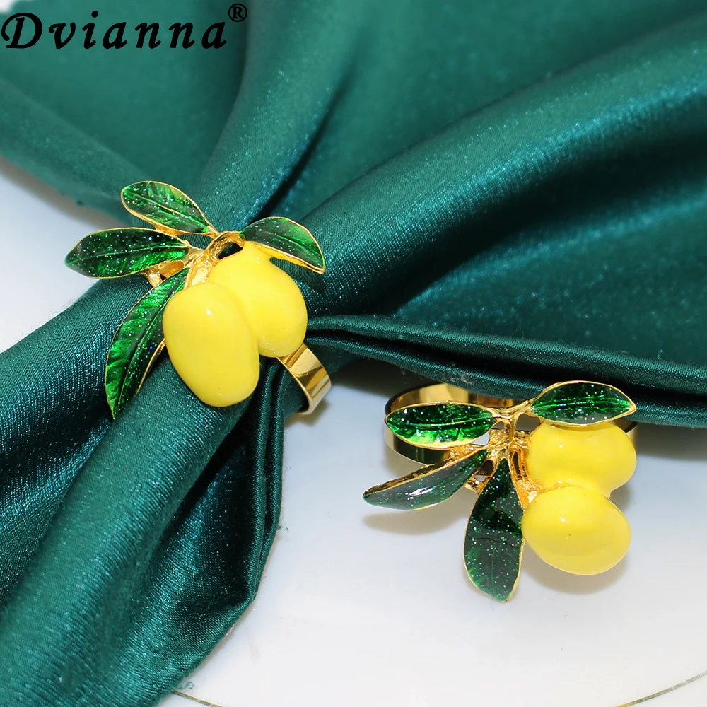 Dvianna 6Pcs Lemon Napkin Rings Holder for Thanksgiving Christmas Wedding Dinner Holiday Easter Table Decoration 2023 HWC100