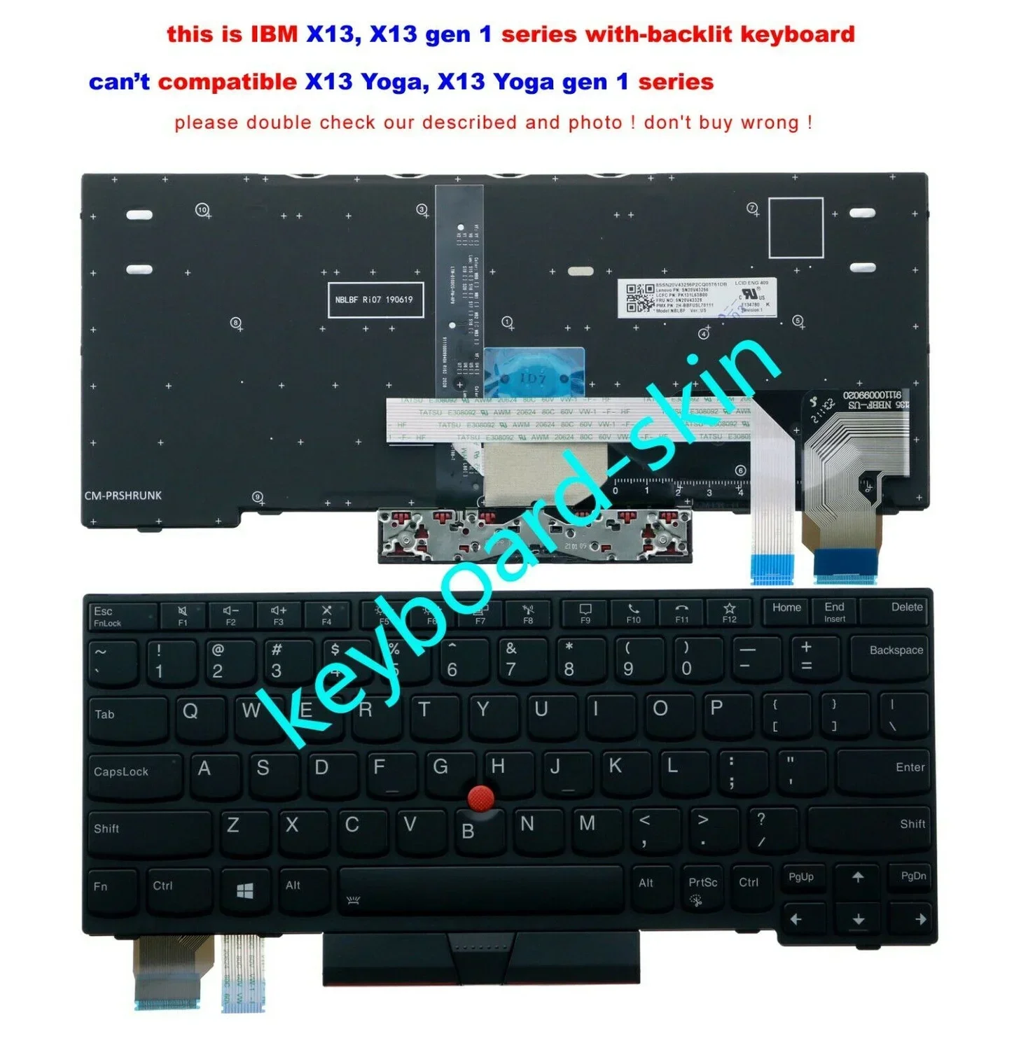 

New for lenovo IBM Thinkpad X13 ,X13 gen 1,series laptop US Keyboard backlit