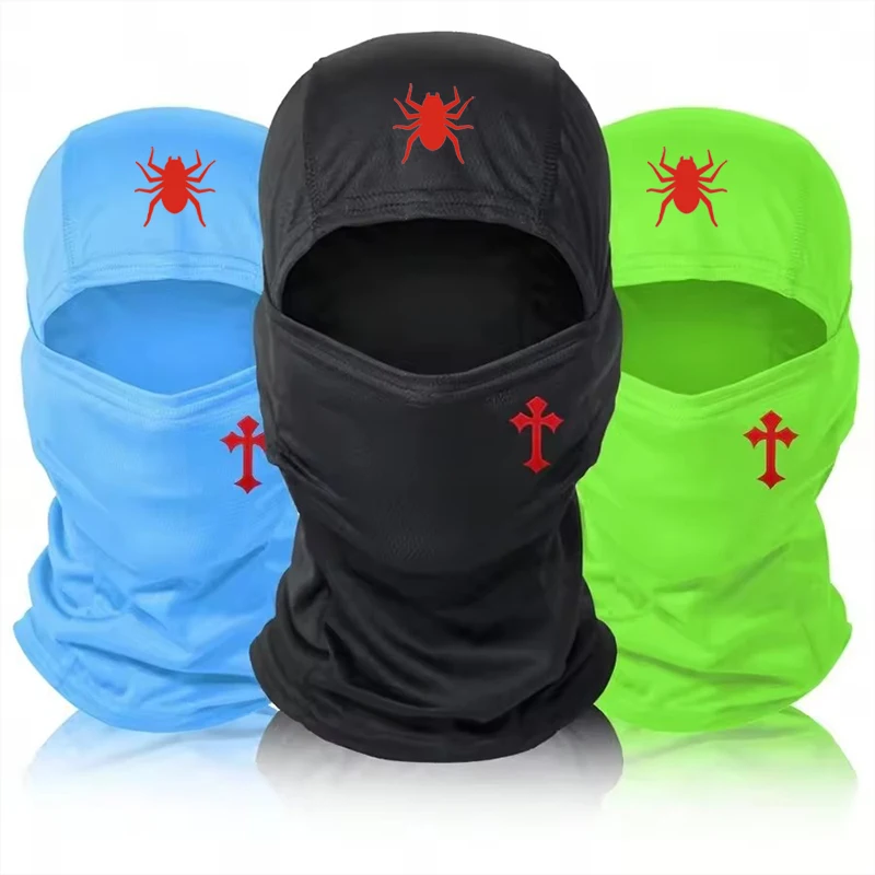 New Red Spider Cross Printed Expensive Ski Mask Hood For Men Women Outdoor Riding Balaclava Hat Windproof Sunscreen Sun Hat