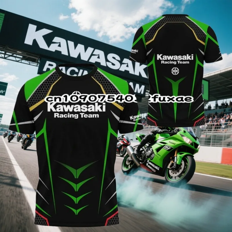 

Футболка Kawasaki, футболка для верховой езды, солнцезащитный крем, быстросохнущая, впитывающая пот, футболка с 3d принтом, летняя футболка, мужская мотоциклетная футболка
