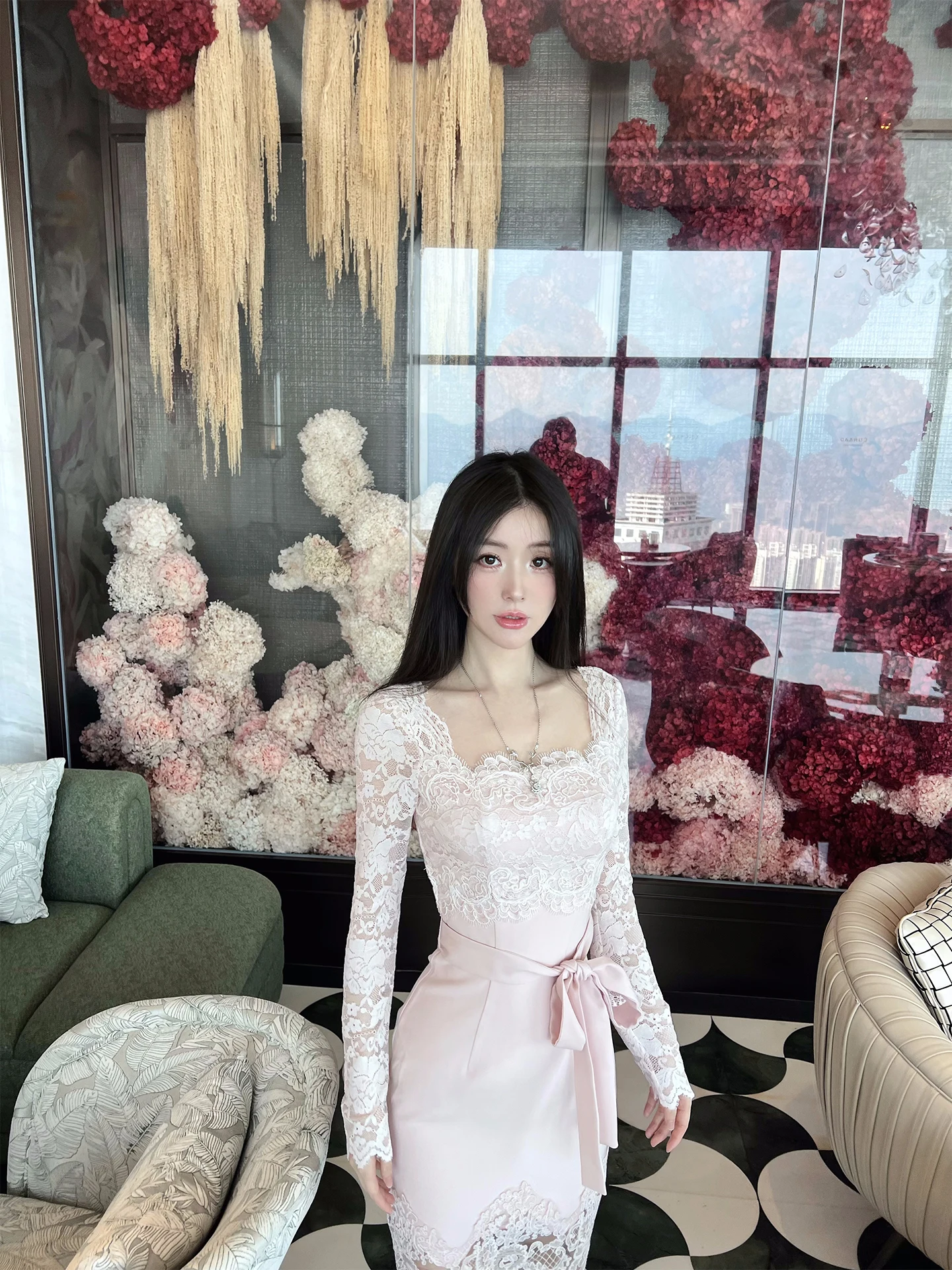 

Женское платье Bear House Gentlewoman с кружевной отделкой, из хлопка и полиэстера, с длинными рукавами, повседневное, элегантное, для женщин