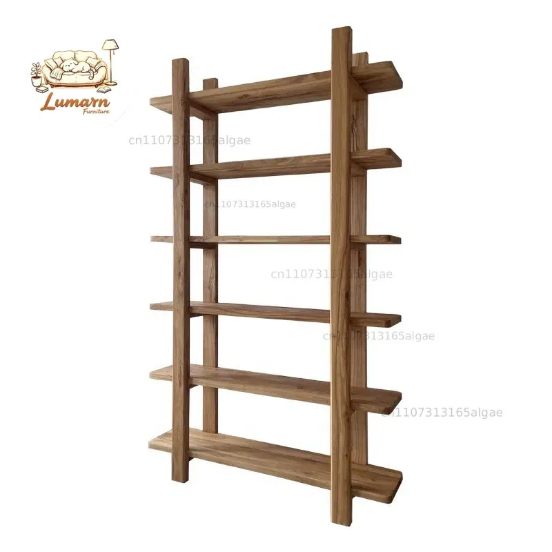 Pure solid wood floor-to-ceiling log design storage rack household
