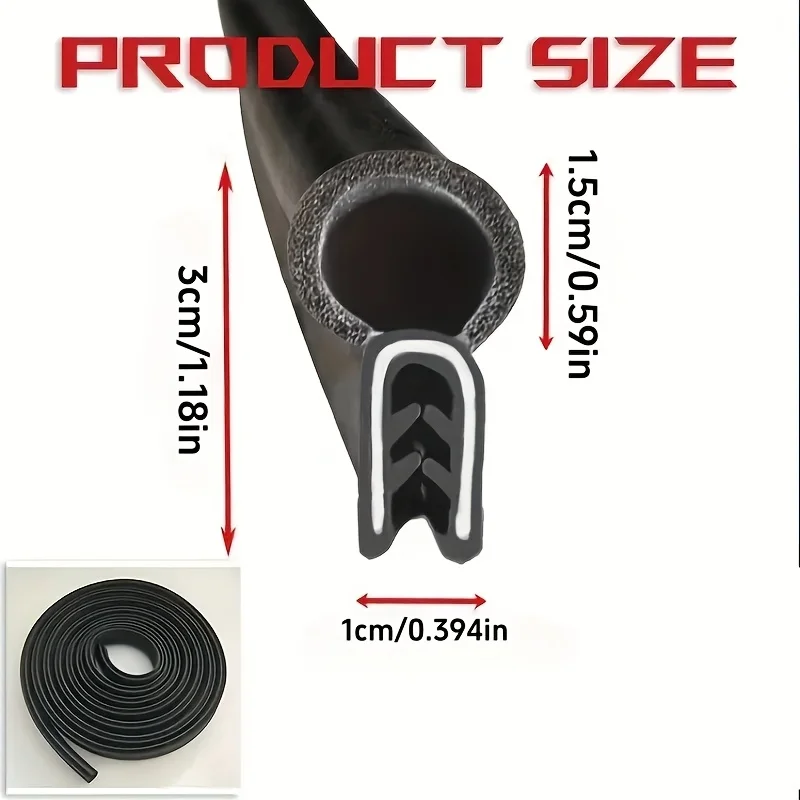 2m Extended Car Door Sealing Rubber Strip - Durable Weatherproof Seal for Trunk, Hood & Doors, Universal Fit for All Vehicles