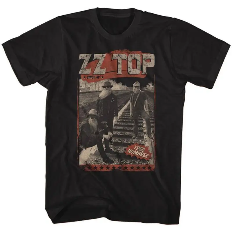 ZZ Top Hombres Track Schwarzes T-Shirt für Erwachsene