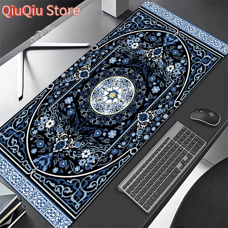 Persian Carpet Mouse Mat 90x40cm Computer Large Mousepad Flower Office Rubber Mat Non-slip Table Pads 80x30 Notebook Computer De view 3