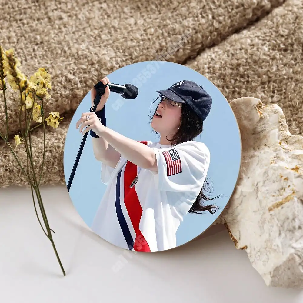 Cool Singer B-Billie E-Eilish Wooden Cup Mat Cappuccino Vodka Juice Water Coaster for Flower Shop