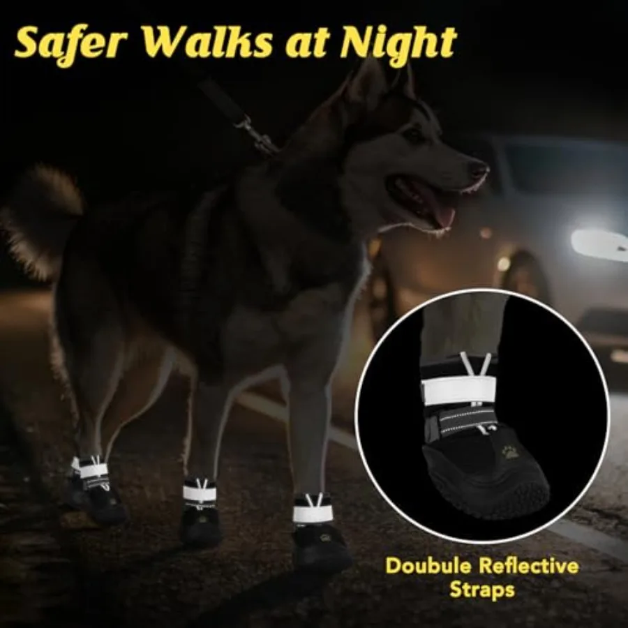 통기성 강아지 부츠 대형 및 중형견용 뜨거운 포장도로 여름 산책 하이킹 겨울 눈 및 야외 사용용