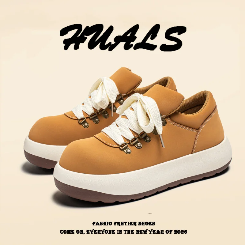 

Men's Casual Shoes 2026 Spring New Style Thick Bottom Heightening Bread Shoe Sport American Big Head Shoe Comfortable Breathable