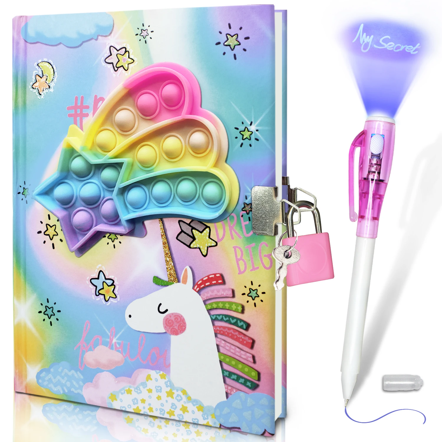 Journal Pop Girls avec serrure, 7.5x5.4 pouces, 160 Pages lignées, Journal pour enfants, carnet Secret, ensemble de stylos, cadeaux pour l'écriture
