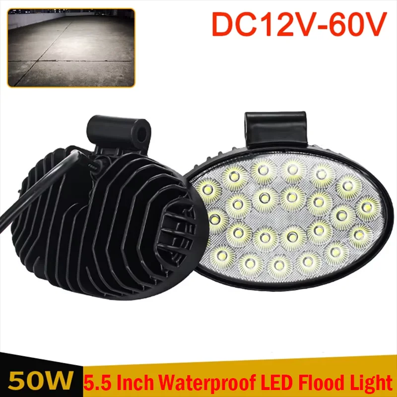 

Oval Led Work Lights 12V 24V 5.5In 50W Led Flood Offroad Light Waterproof for Tractor Truck Motorcycle SUV ATV UTV Pickup Boat