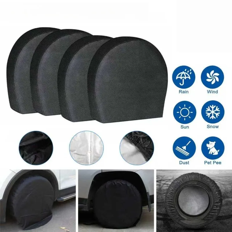 Universal Wheel Tire Cover Set Sun Block Water Resistant Anti Dust UV Protective Tire Storage Cover Car Tyre Sleeve for Sedan RV