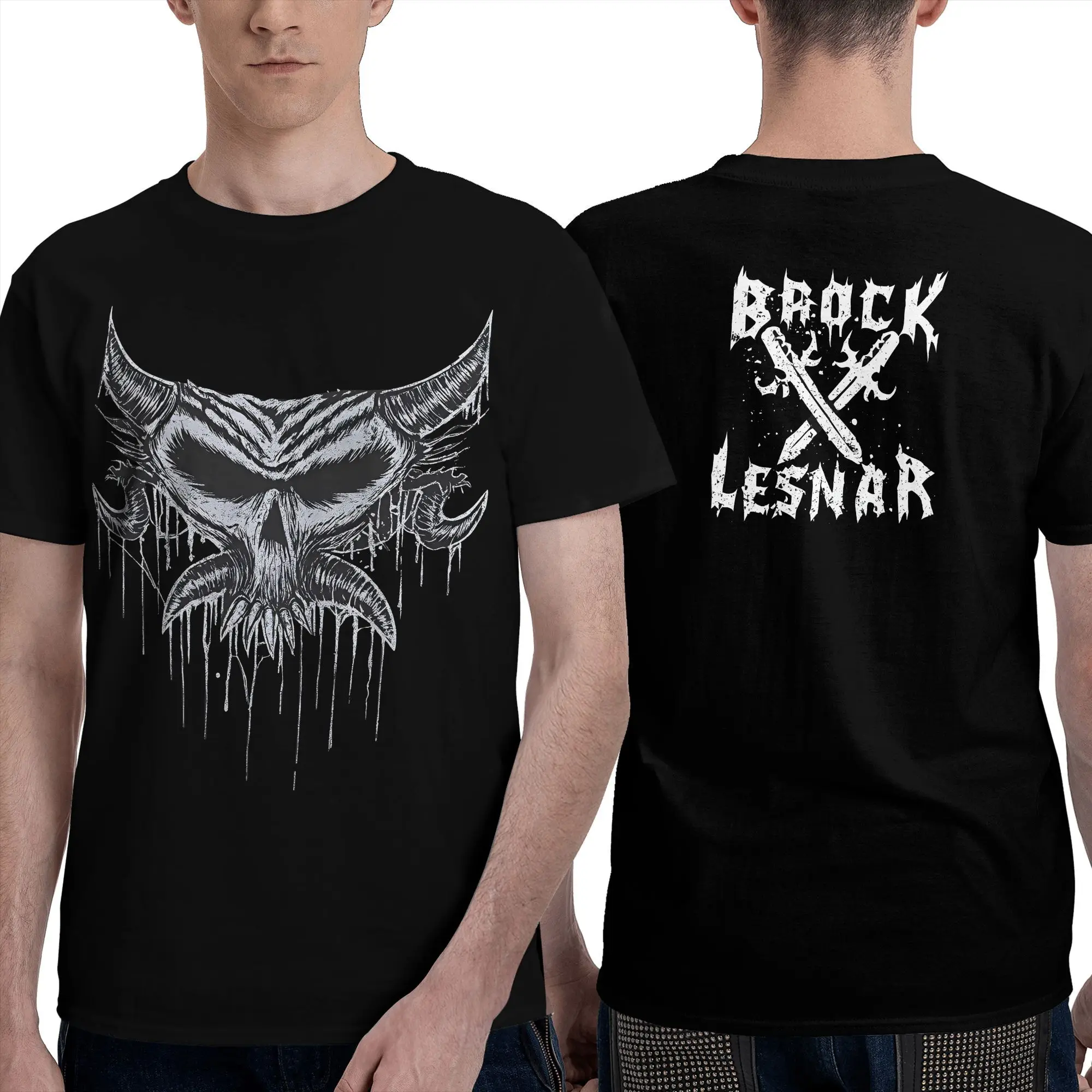 T-shirt in puro cotone Black Brock Lesnar T-shirt novità per uomo Estate Y2K T-shirt a maniche corte con logo personalizzato retrò