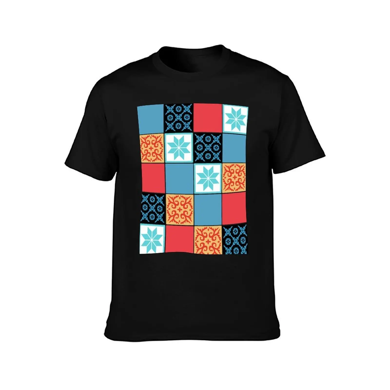 Azul: The Tiles: Inspired Art T-Shirt, Summer Casual Cotton Tee, Oversized Streetwear Tops, Vintage Graphic Print, 100% Cotton