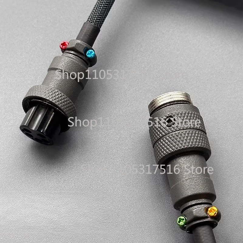 For Unknown error Custom mechanical keyboard spiral aviation connector Type-C cable black carbon powder four-color screws B68