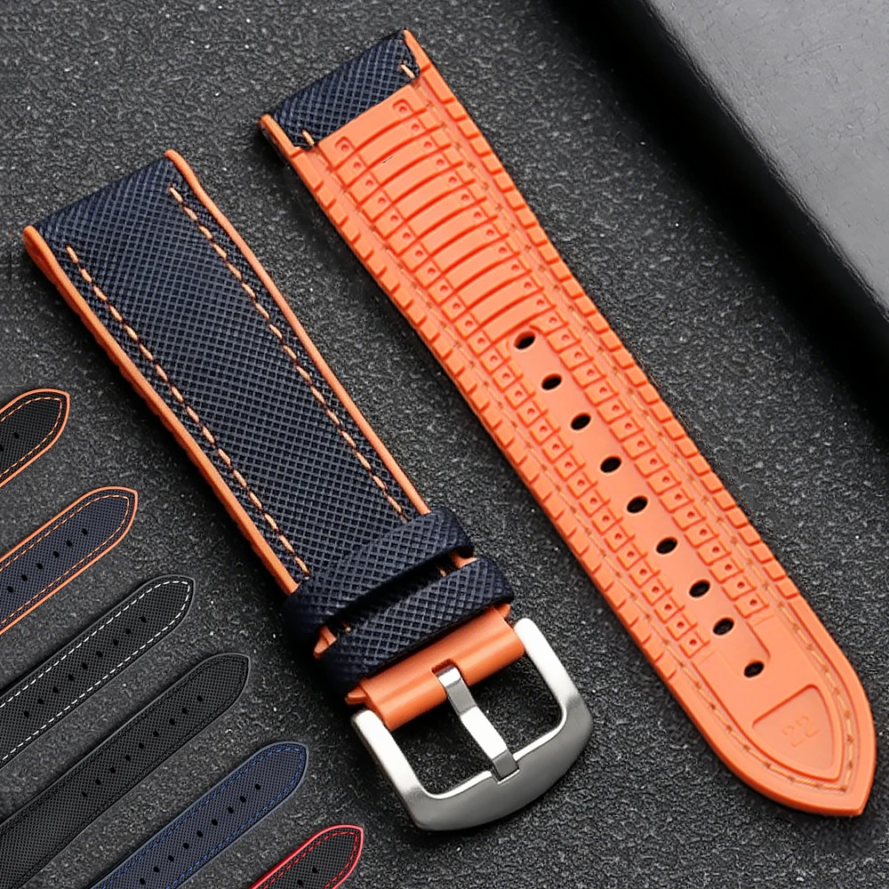 High Quality Nylon Rubber Bottom Watch Strap for Omega Watchband 18mm 20mm 21mm 22mm Waterproof Blue Orange Men Women Bracelet