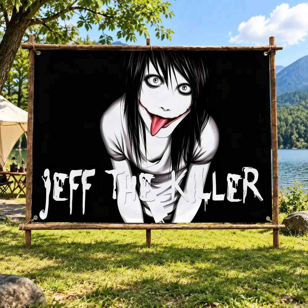 Horror J-Jeff The Killer Creepypasta Flags Banner Decor for Bedroom,Garden,Party,Club,Gaming Room,Indoor Outdoor