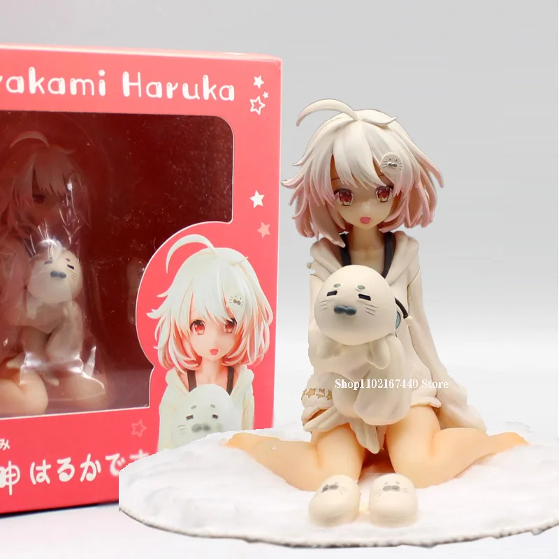 12cm Vtuber Figurine Shirakami Haruka Figure Sleepwear Ver GK Cute Seals Figures Shirakami Haruka Dolls PVC Collection Toys Gift