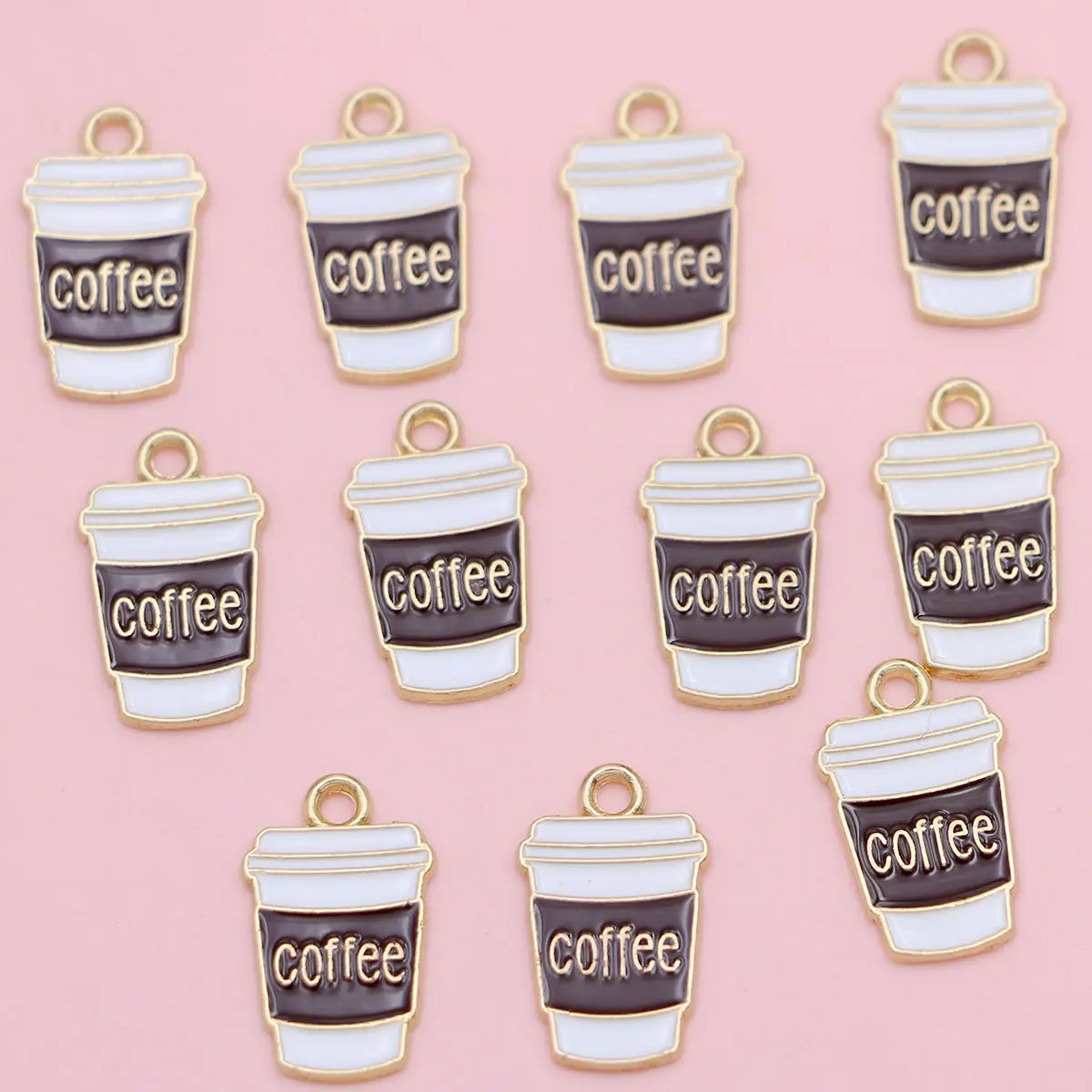 20pcs Enamel Coffee Cup Charms Gold Plated Coffee Pendants For Making Jewelry Creative Gift - 36 - Image 2
