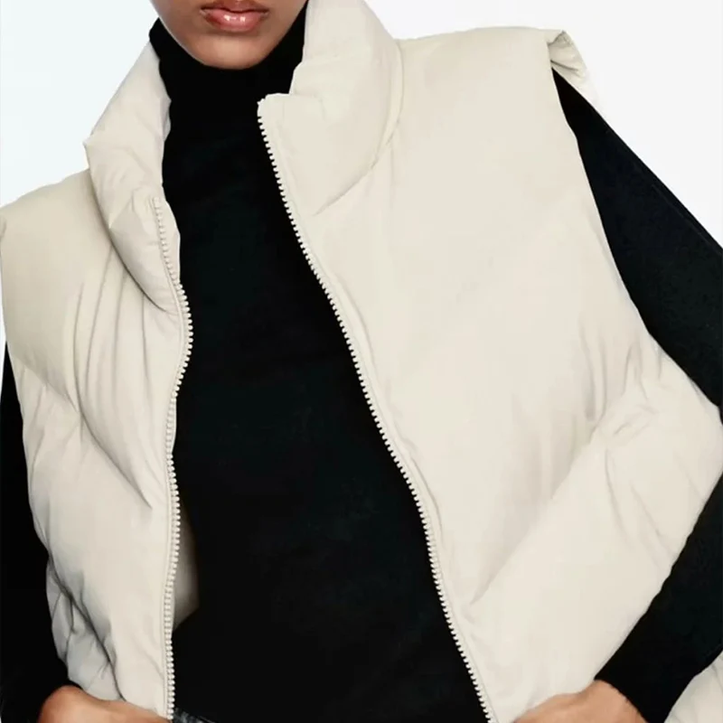 Faionable Stand Collar Svel Vest 2024 Winter Collection Glued S Design Women's ort Jaet Sli Trendy Sle