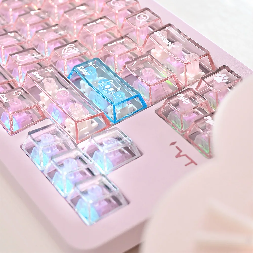 Pc Pink Transparent Keycap Cherry 170 Key Mechanical Keyboard Keycap 75/87 Arrangement Night Devil K81