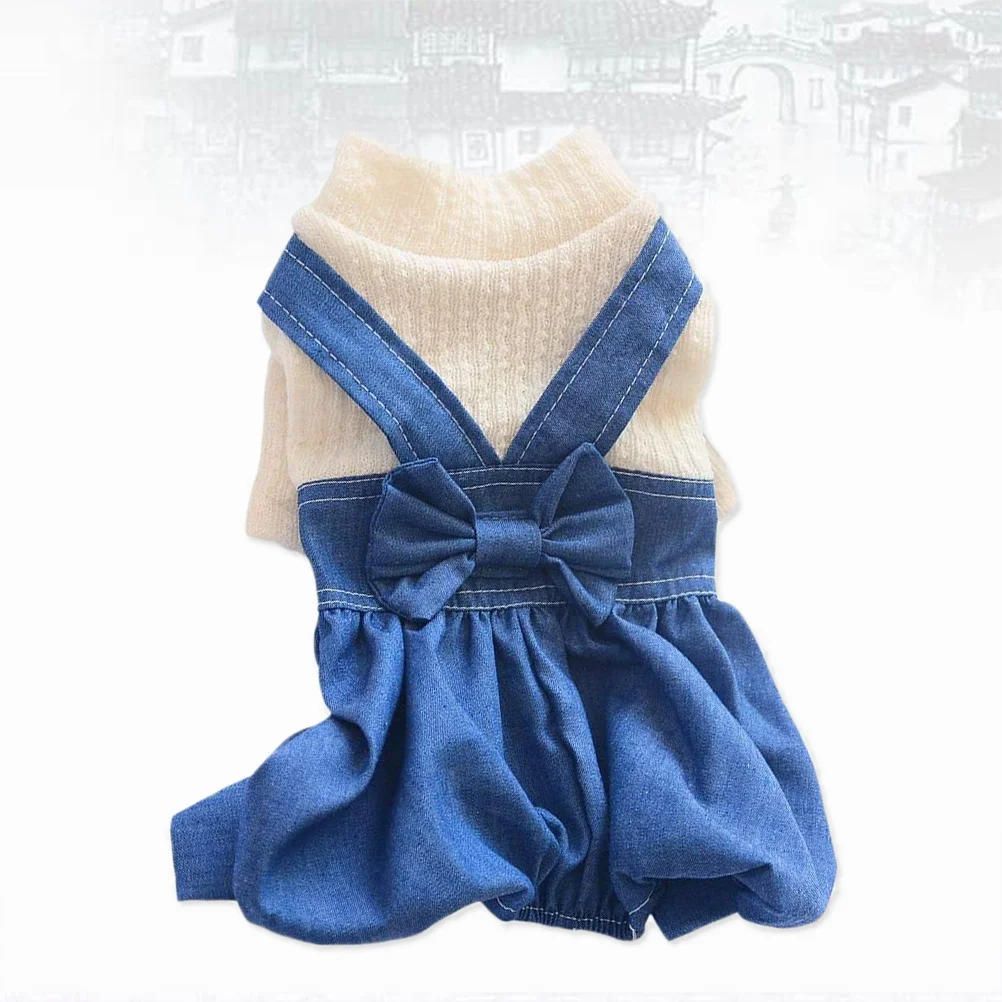 

1Pcs Pet Denim Overalls Retro Cowboy Style Dog Clothes Pure Color Button Closure Small Dogs Puppies Summer Spring Fall Winter