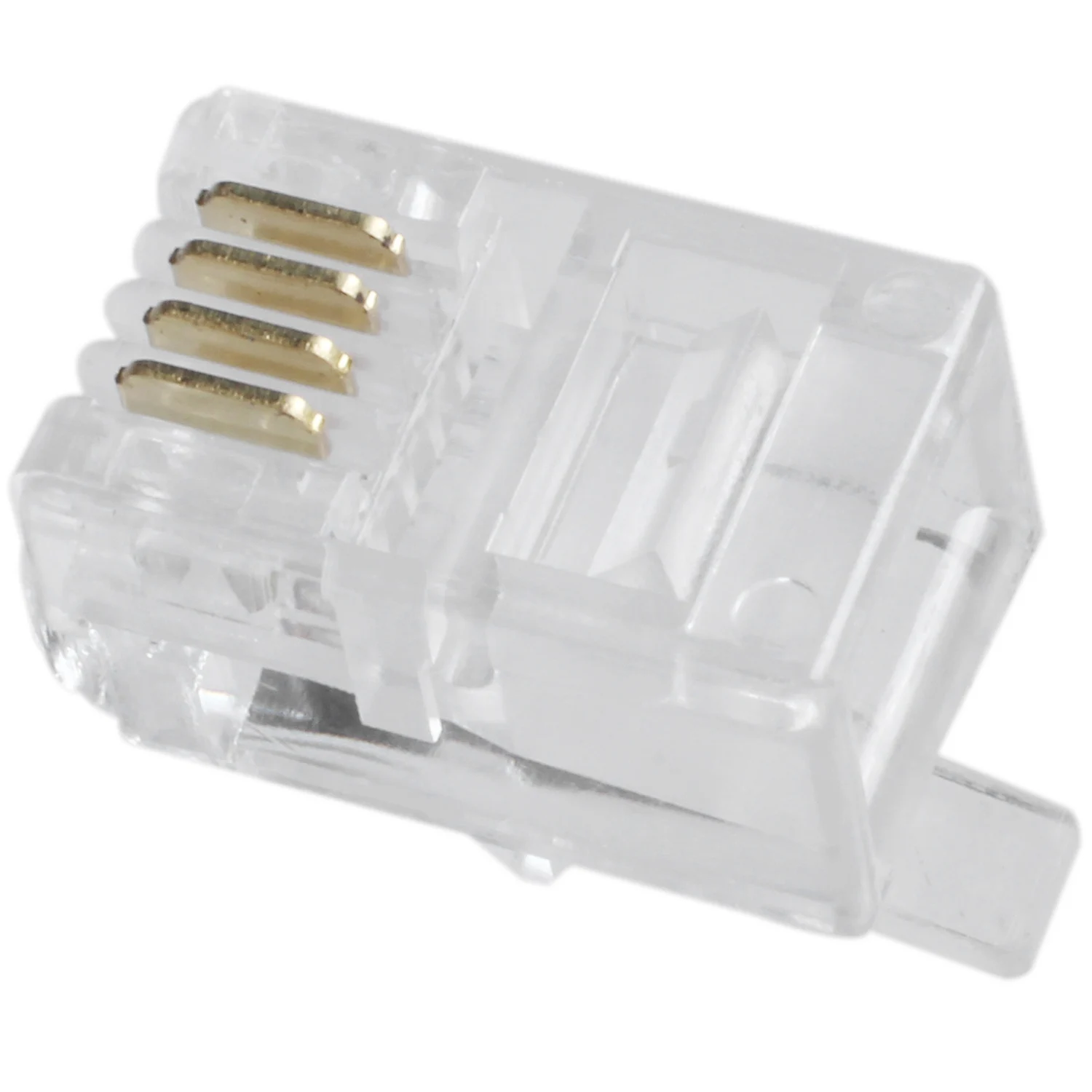 Plástico transparente 30 peças conector 4P4C adaptador de telefone RJ9