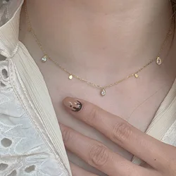 316L stainless steel tassel geometric Crystal zircon pendant Necklace for ladies party jewelry necklace
