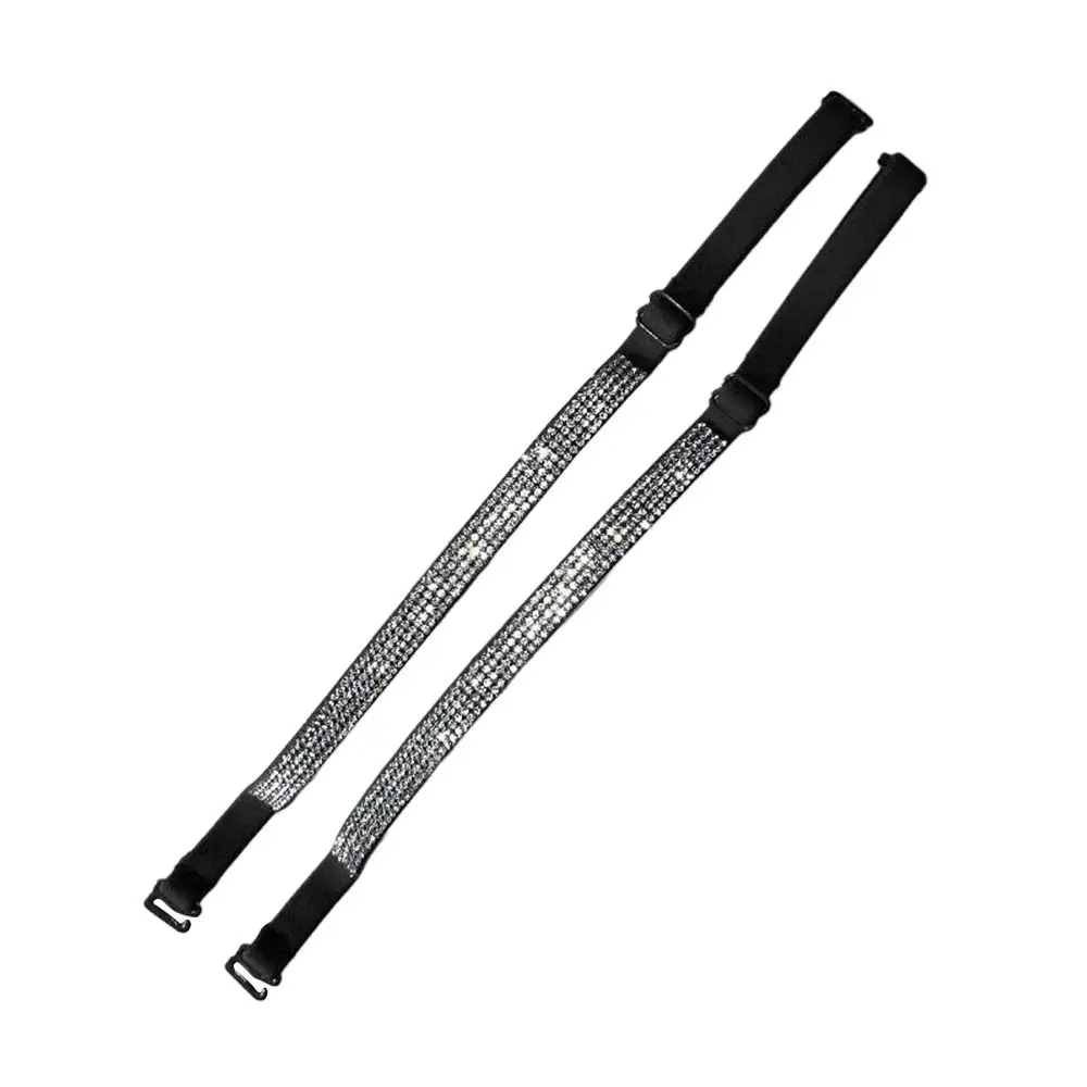 1 Pair Sparkling Rhinestone Bra Straps Replacement High Stretch Fabric Crossbody Strap Rhinestone Bra Belts Invisible Strap