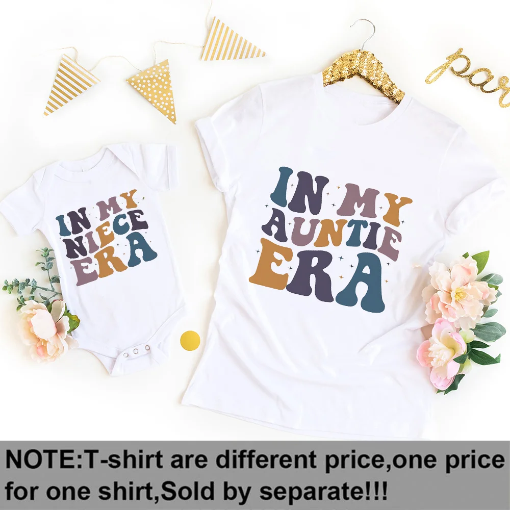 In My Auntie Era Shirt Matching Family Shirt Auntie and Nephew Shirts Cloth Niece Baby Romper Auntie T-shirts Gift for New Aunt