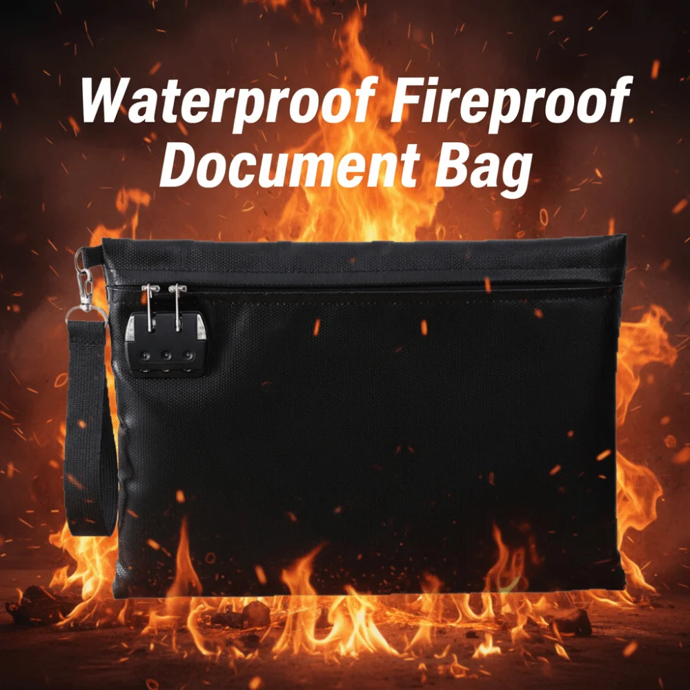 Fireproof Code Lock Fireproof Document Bag Heat-resistant with Lock Safety File Folder Waterproof Large Capacity