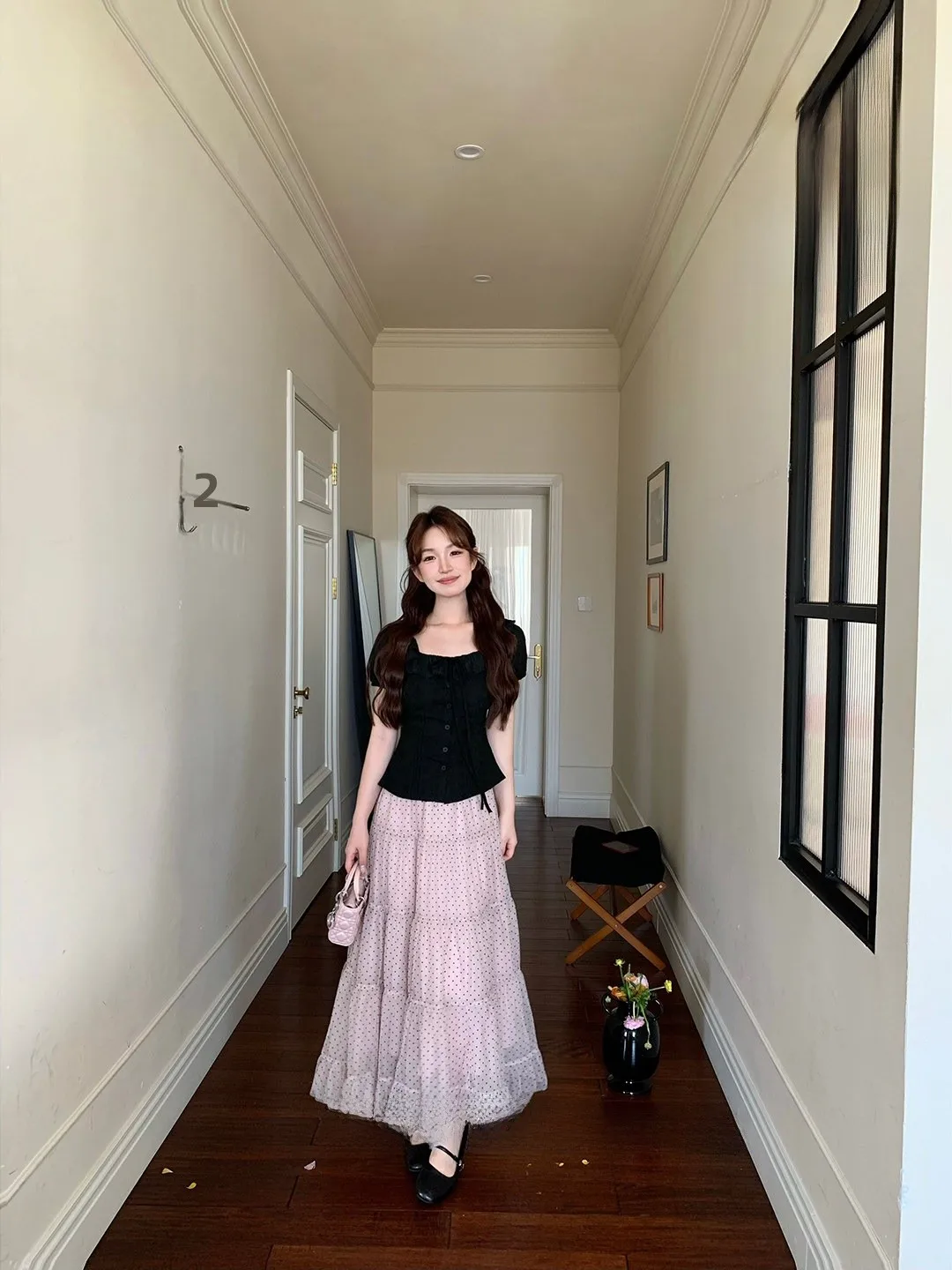 

Pink Gentle Wind Waist-Cinching Top And Half-length Skirt Set Women's Long Skirt Ensemble Summer Fashion Casual Bubble Sleeve