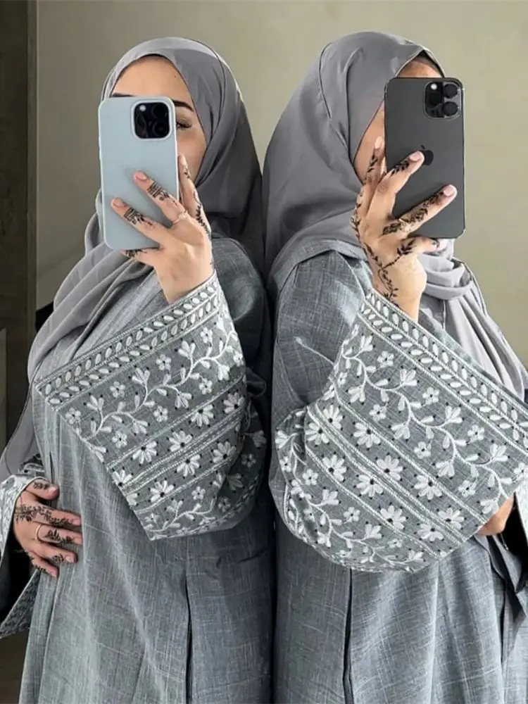 Open Embroidered Modest Kimono Abaya Dubai Luxury 2024 Muslim Coat Abayas for Women Islamic Kebaya Robe Caftan Marocain Femme