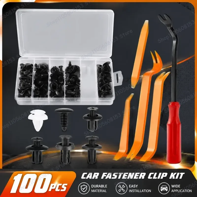 100PCS Boxed Universal Car Buckles for Bumper Door Panel Trunk Mud Guard Interior Exterior Fastener Clips