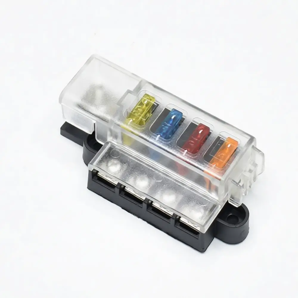 Automotive Blade Fuse Box Block Holder With Transparent Cover Nut For Car Marine Boat Rv Circuit Protection Terminal