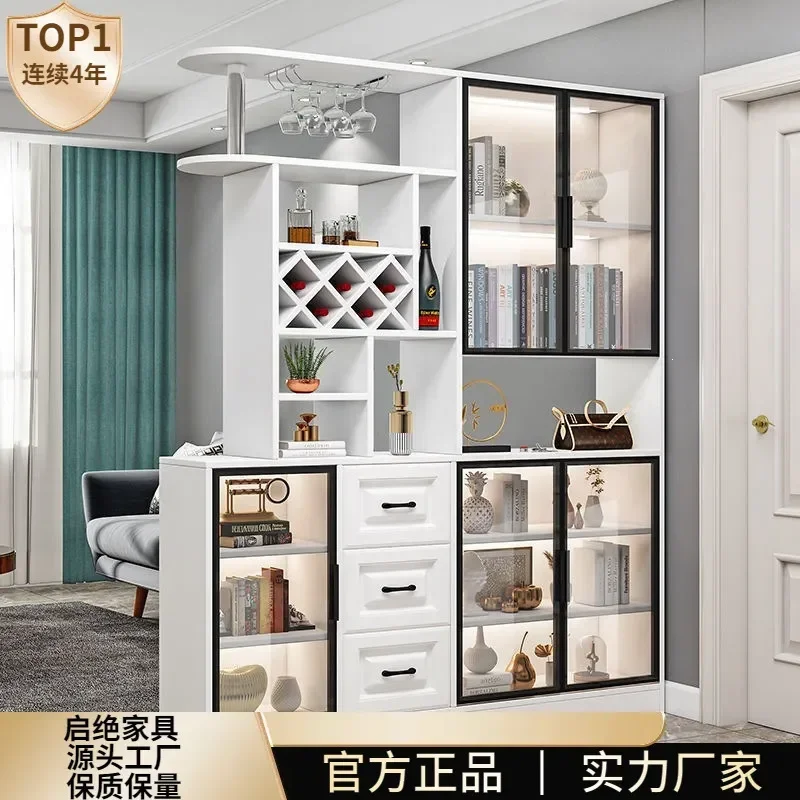 Light Luxury Wine Cabinet Display Shelf Room Divider for Living Room Entrance Foyer Partition Screen Mildew Proof Storage