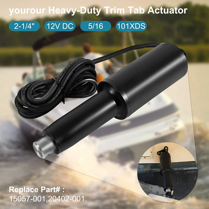15057-001 Trim Tab Actuator for 2009+ Air Boat, with 6ft Cable, 2-1/4