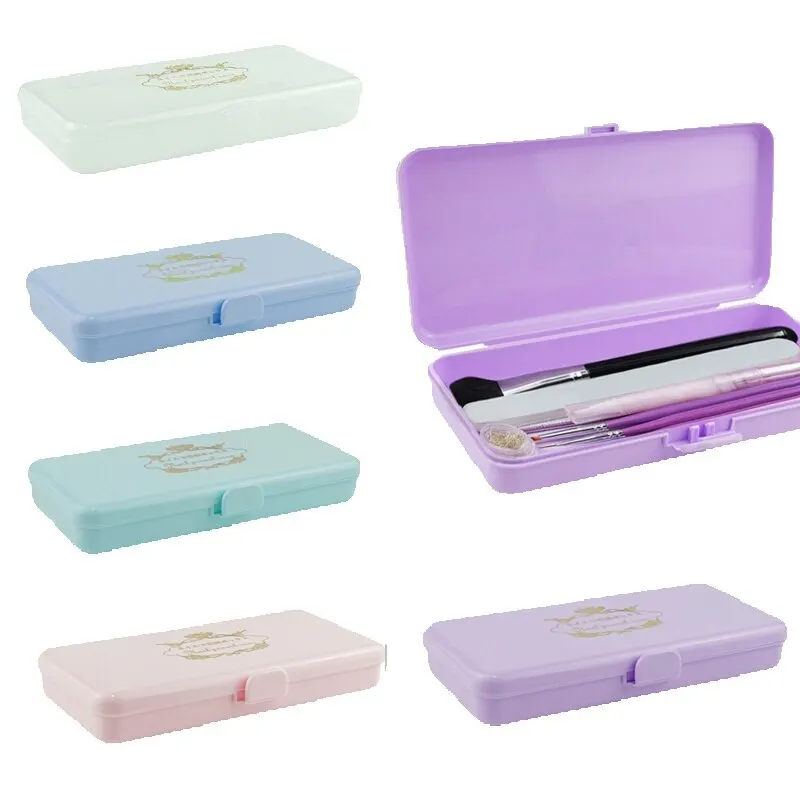 

5 Colors Nail Art Storage Box Desktop Jewelry Dustproof Fashion Elegant Brushes Pens Makeup Case Tool Accessories Storage Boxes