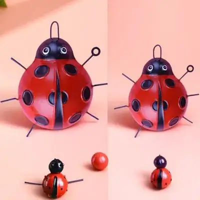 

4Pcs Iron Ladybug Decorations Garden Backyard Lawn Outdoor Ornament Simulated Ladybird Wall Hanging Iron Ladybug Ornament