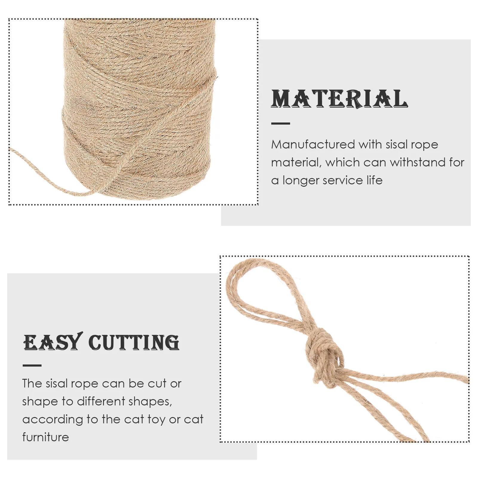 

Рулон сизалевого каната для самостоятельной сборки когтеточек, прочный, износостойкий, натуральный, многофункциональный